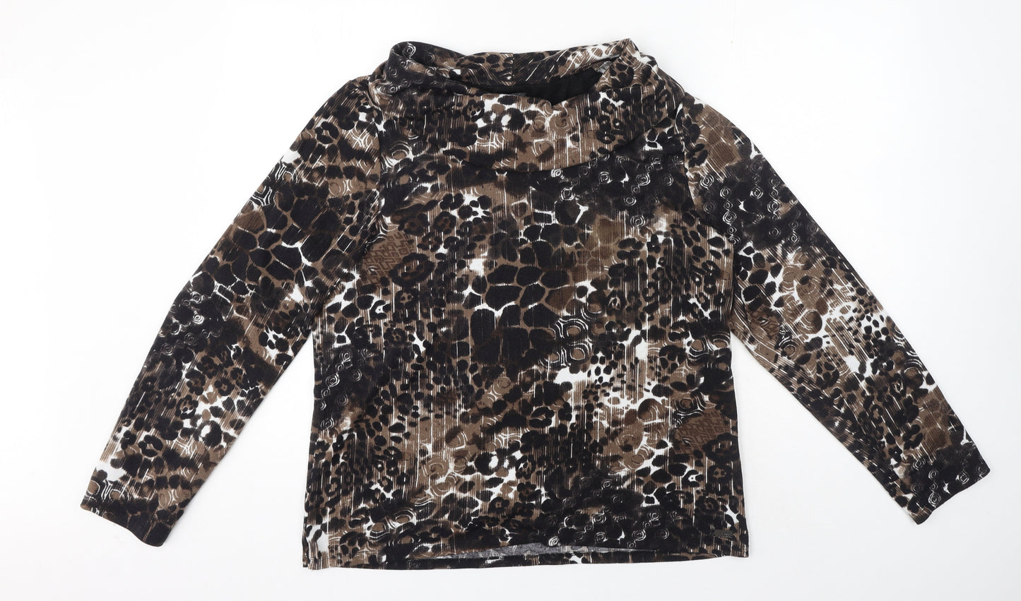 TIGI Womens Brown High Neck Animal Print Polyester Pullover Jumper Size 18 - Leopard Print
