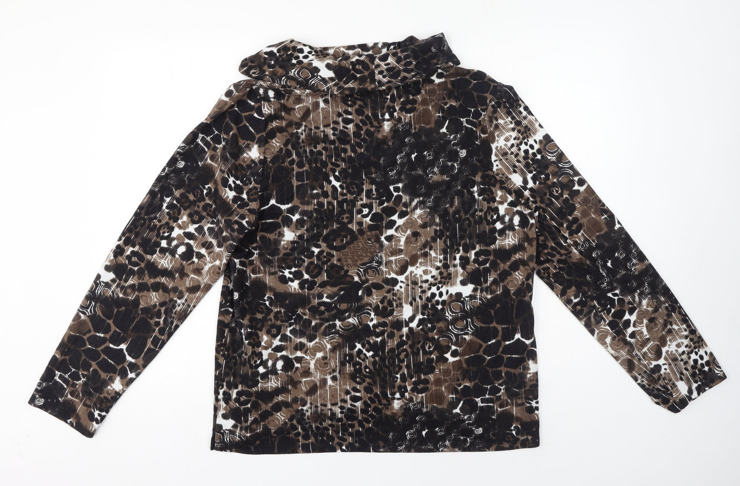 TIGI Womens Brown High Neck Animal Print Polyester Pullover Jumper Size 18 - Leopard Print