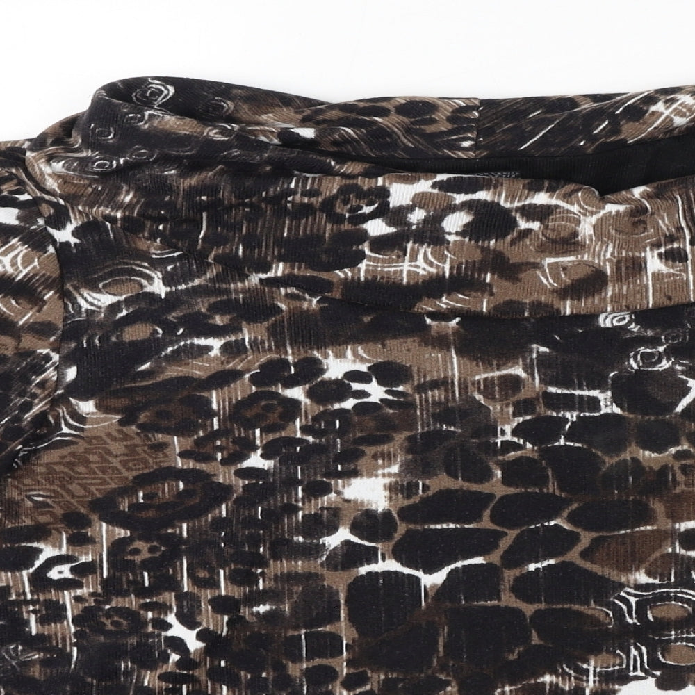 TIGI Womens Brown High Neck Animal Print Polyester Pullover Jumper Size 18 - Leopard Print
