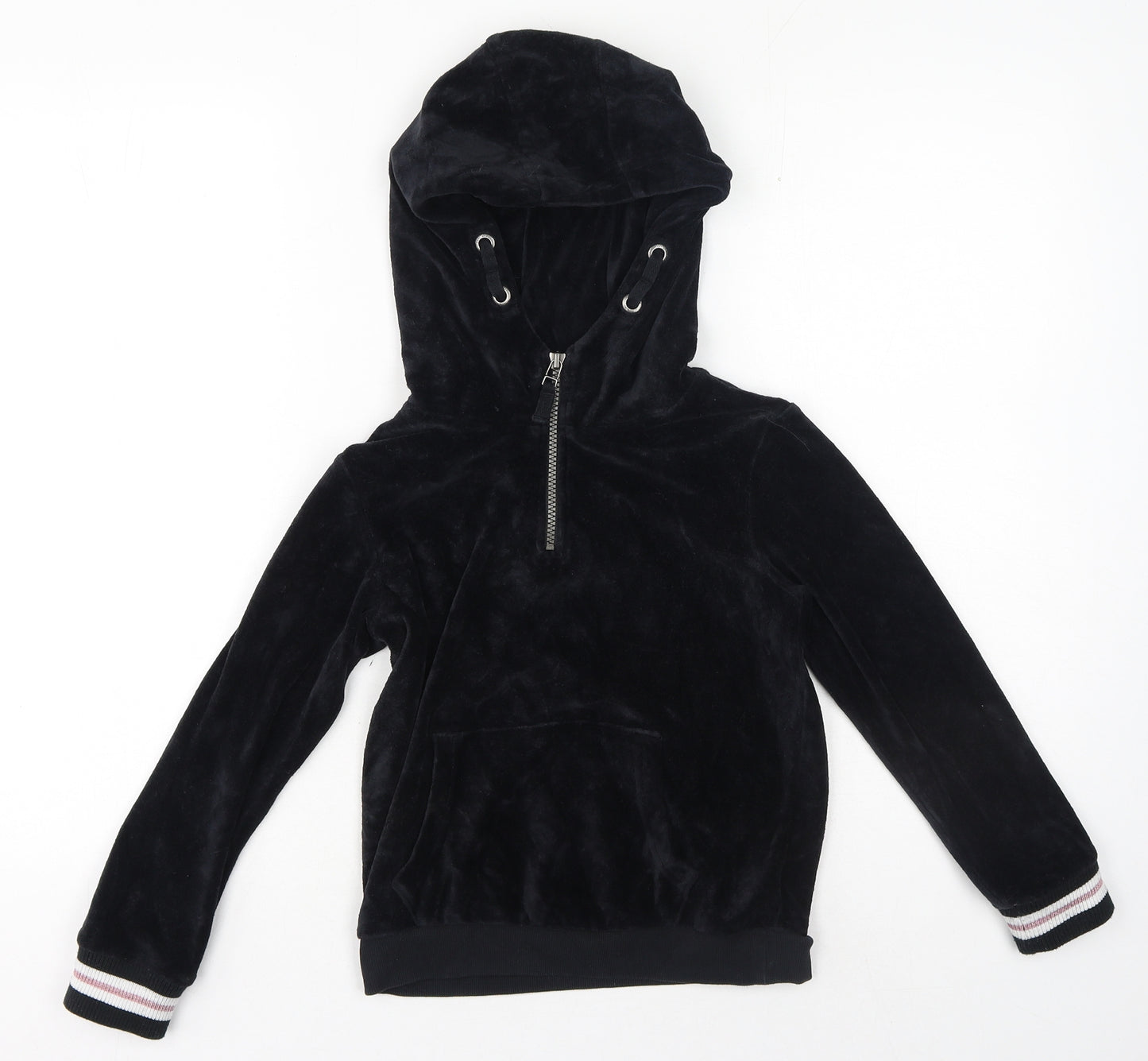 NEXT Girls Black Cotton Pullover Hoodie Size 9 Years Zip