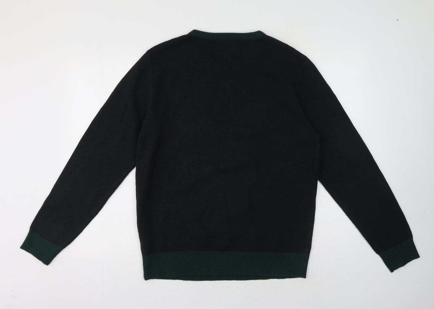 NEXT Womens Black Crew Neck Acrylic Pullover Jumper Size L - UNISEX, Christmas Jumper