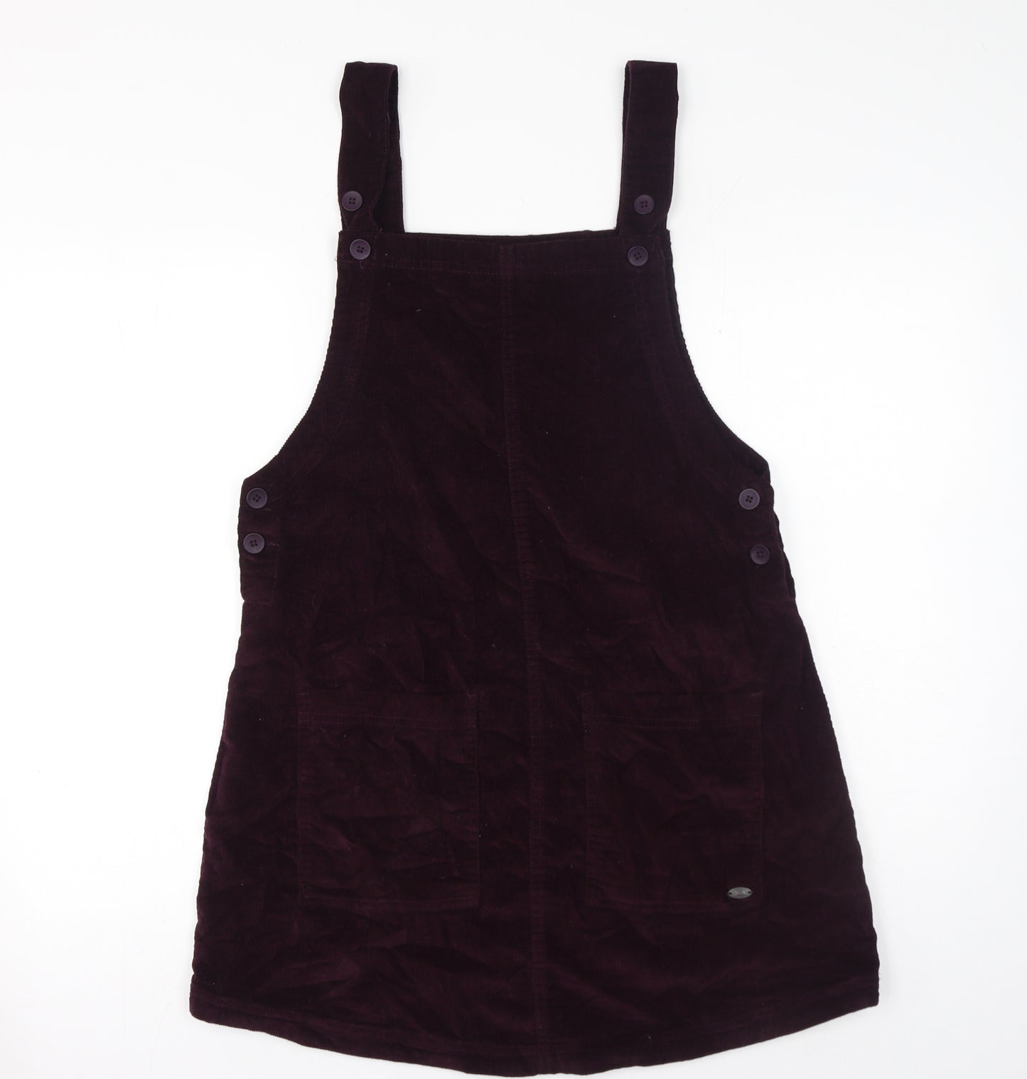 Trespass Womens Purple Cotton Pinafore/Dungaree Dress Size L Square Neck Button - Dungaree/Pinafore, Maroon