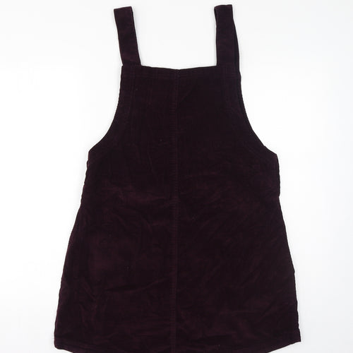 Trespass Womens Purple Cotton Pinafore/Dungaree Dress Size L Square Neck Button - Dungaree/Pinafore, Maroon