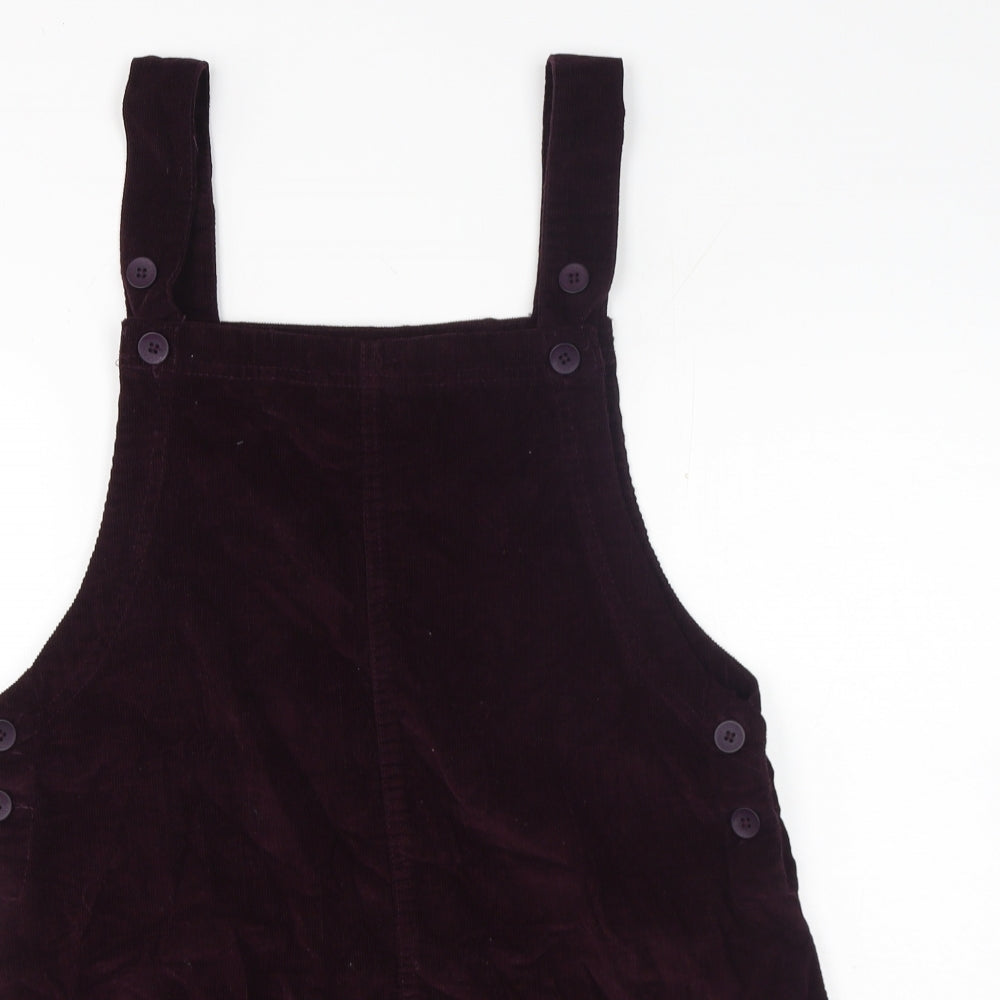 Trespass Womens Purple Cotton Pinafore/Dungaree Dress Size L Square Neck Button - Dungaree/Pinafore, Maroon