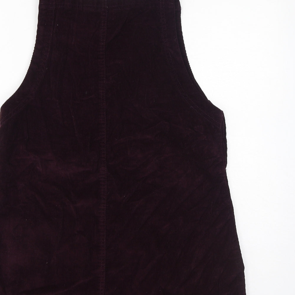 Trespass Womens Purple Cotton Pinafore/Dungaree Dress Size L Square Neck Button - Dungaree/Pinafore, Maroon