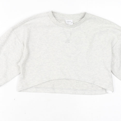 Zara Girls Grey Polyester Pullover Sweatshirt Size 9 Years Pullover