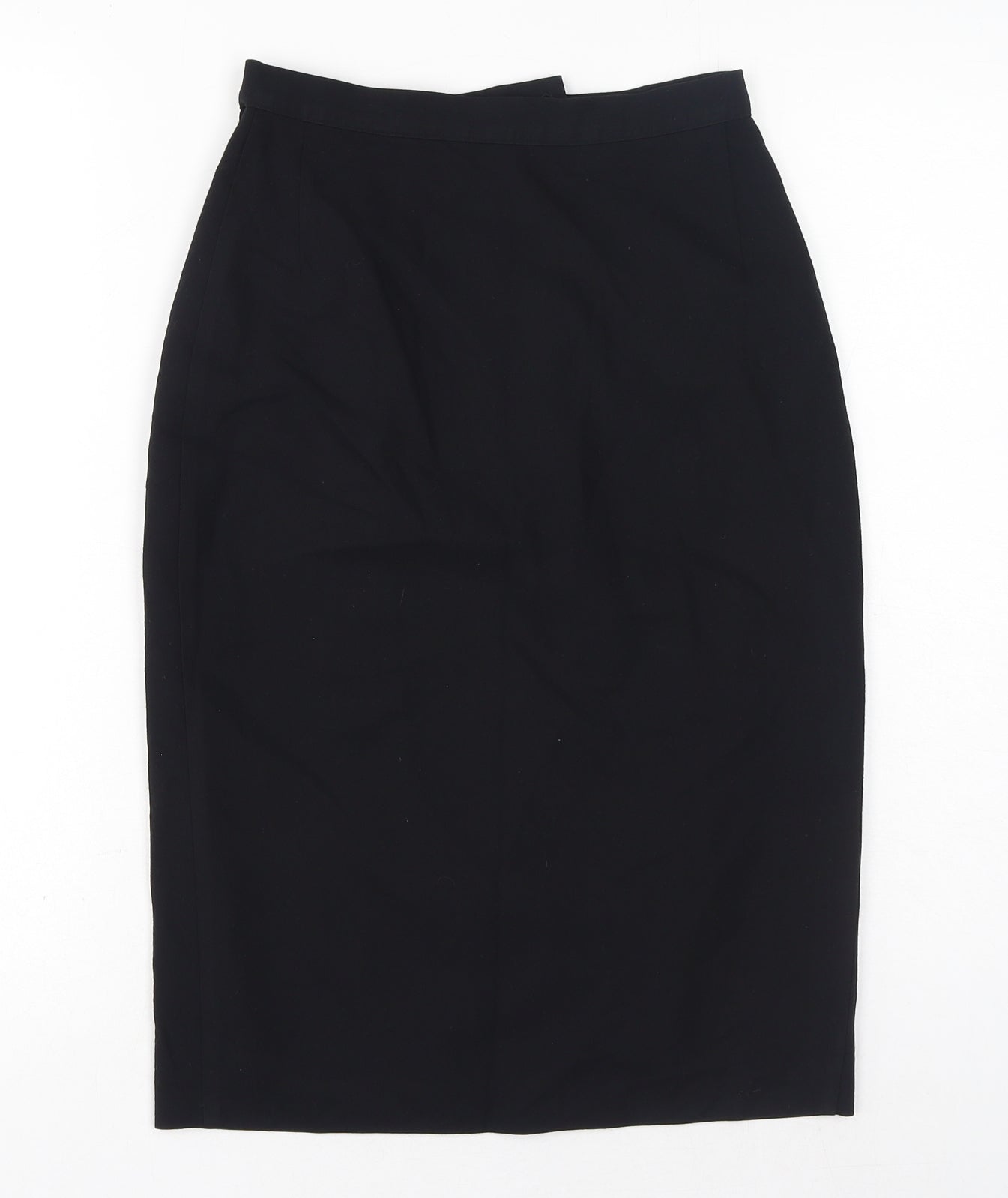 Marks and Spencer Womens Black Polyester Straight & Pencil Skirt Size 8 Zip - Slit at back