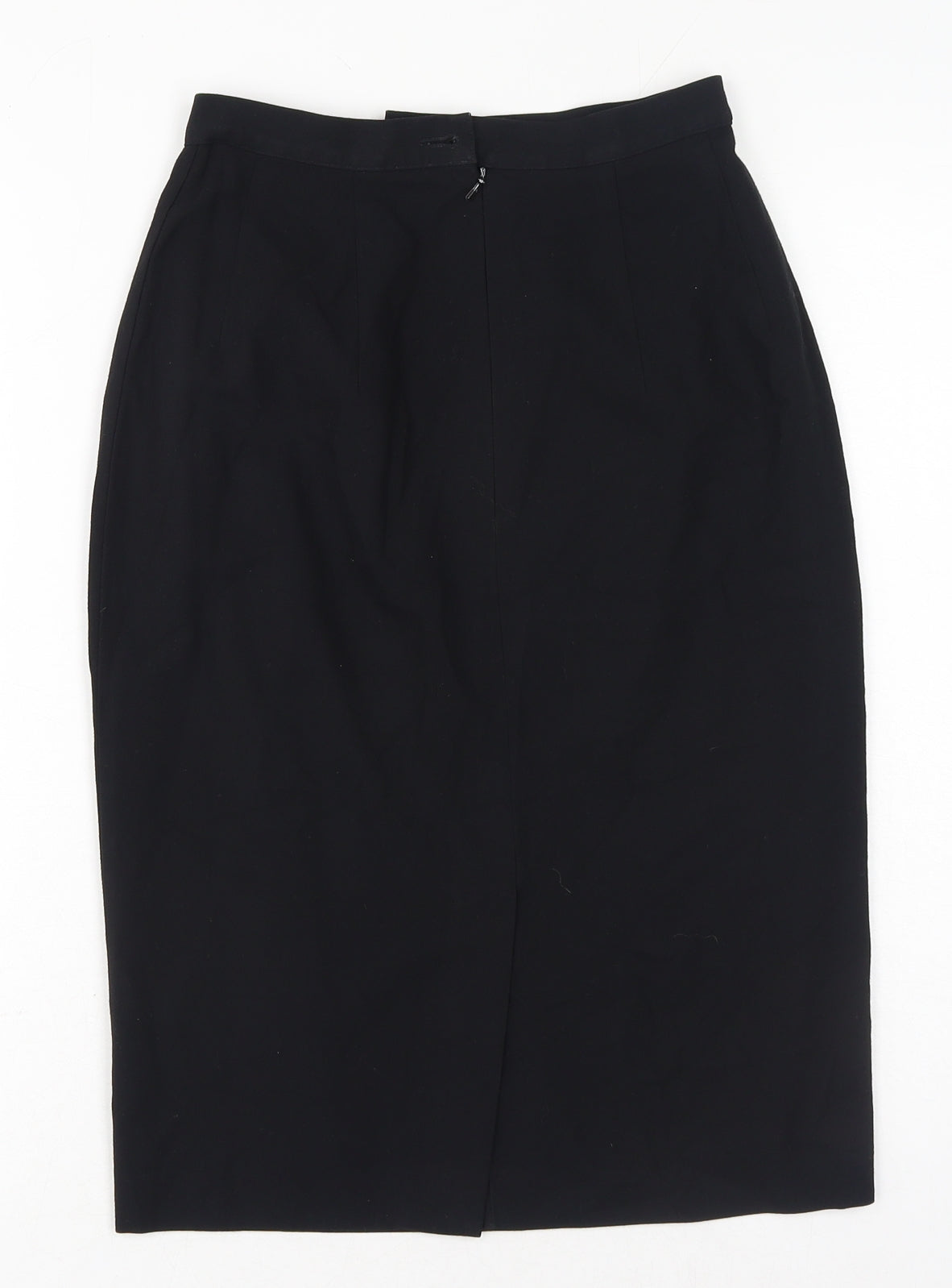 Marks and Spencer Womens Black Polyester Straight & Pencil Skirt Size 8 Zip - Slit at back