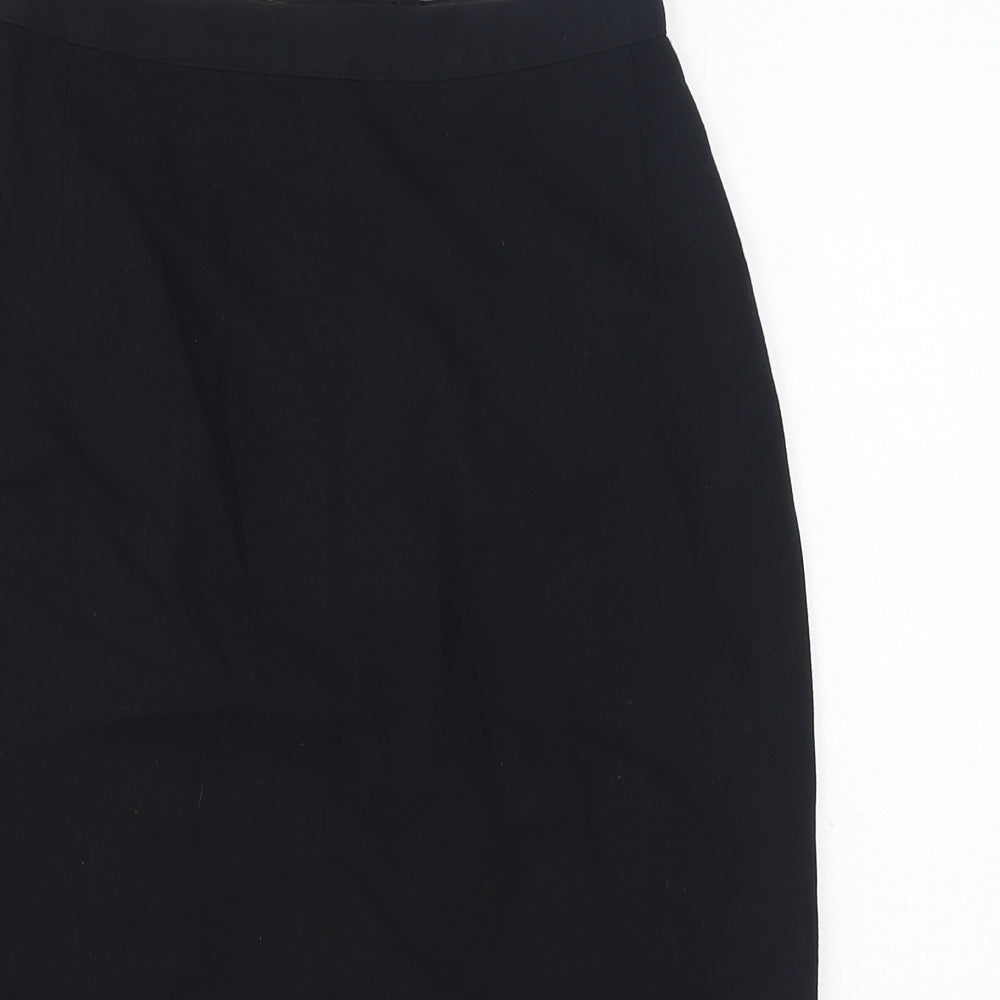 Marks and Spencer Womens Black Polyester Straight & Pencil Skirt Size 8 Zip - Slit at back