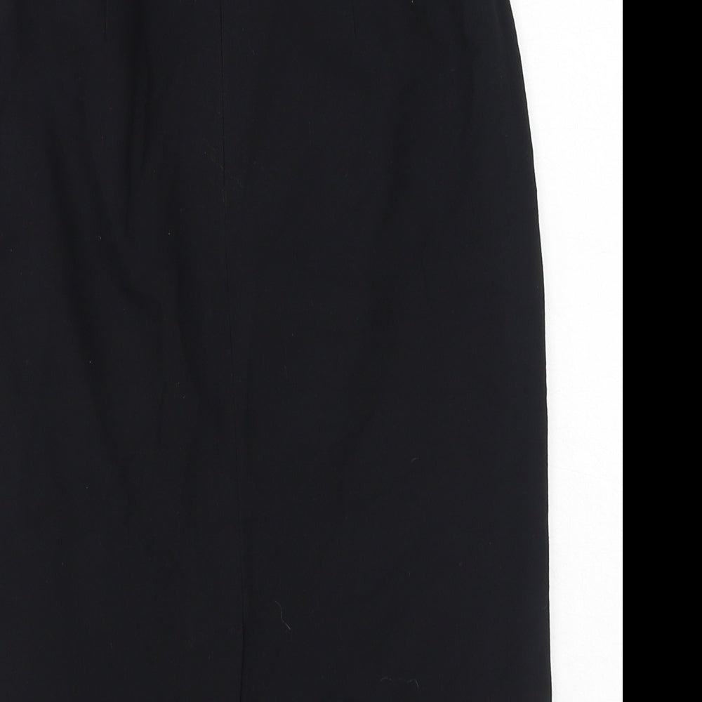 Marks and Spencer Womens Black Polyester Straight & Pencil Skirt Size 8 Zip - Slit at back