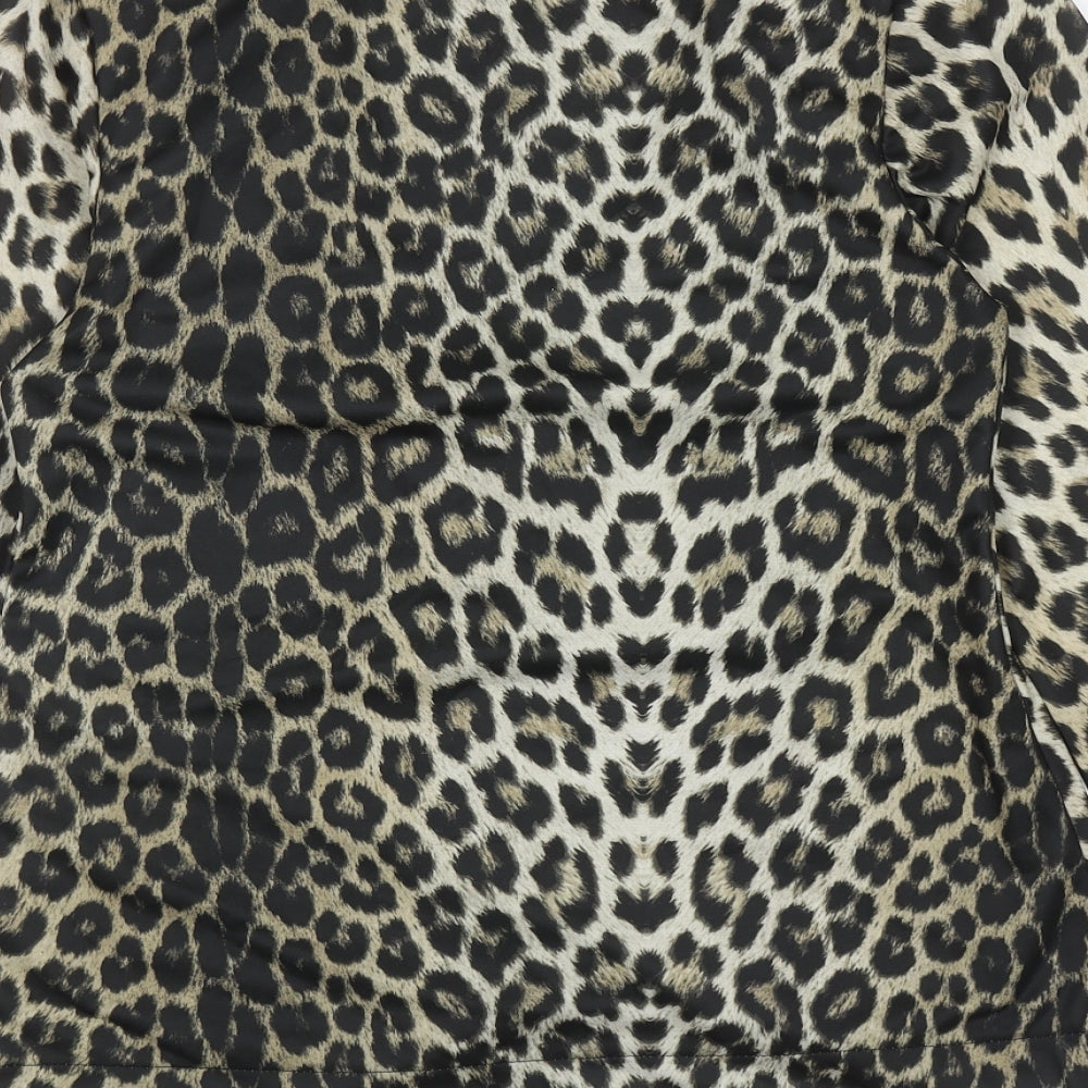 Body Cover Womens Brown Animal Print Jacket Blazer Size 14 Button - Leopard Print