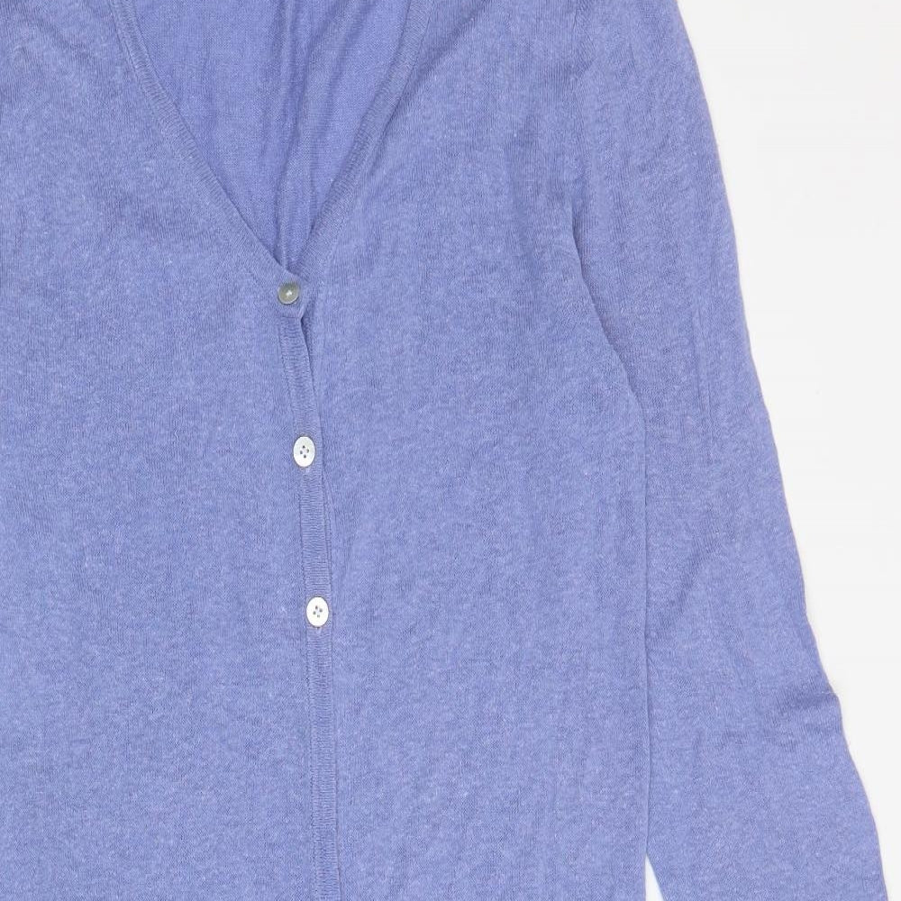 Braintree Womens Blue V-Neck Hemp Cardigan Jumper Size XL