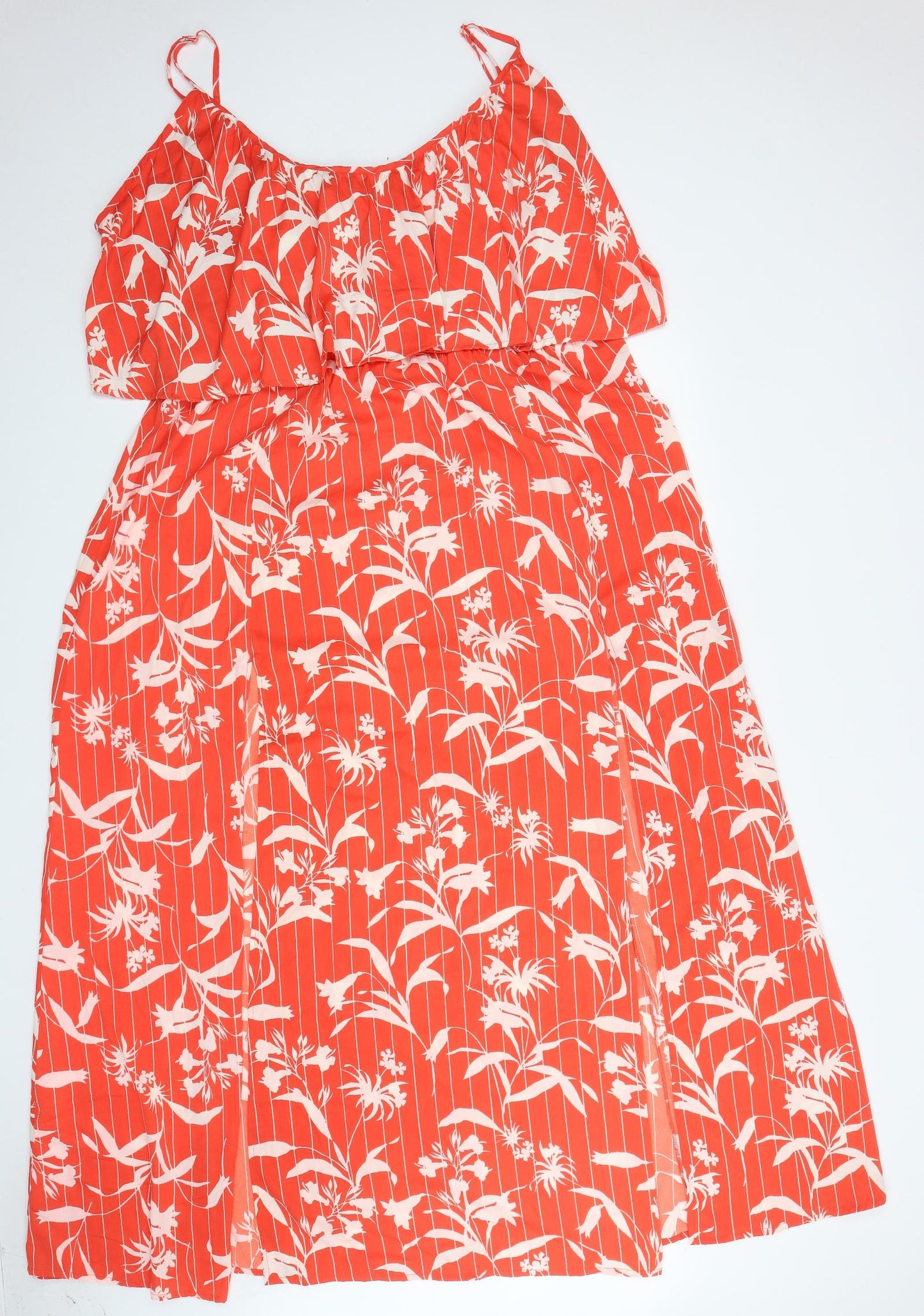 ASOS Womens Red Floral Polyester Tank Dress Size 24 Scoop Neck Pullover
