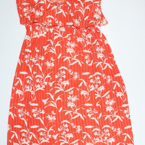 ASOS Womens Red Floral Polyester Tank Dress Size 24 Scoop Neck Pullover