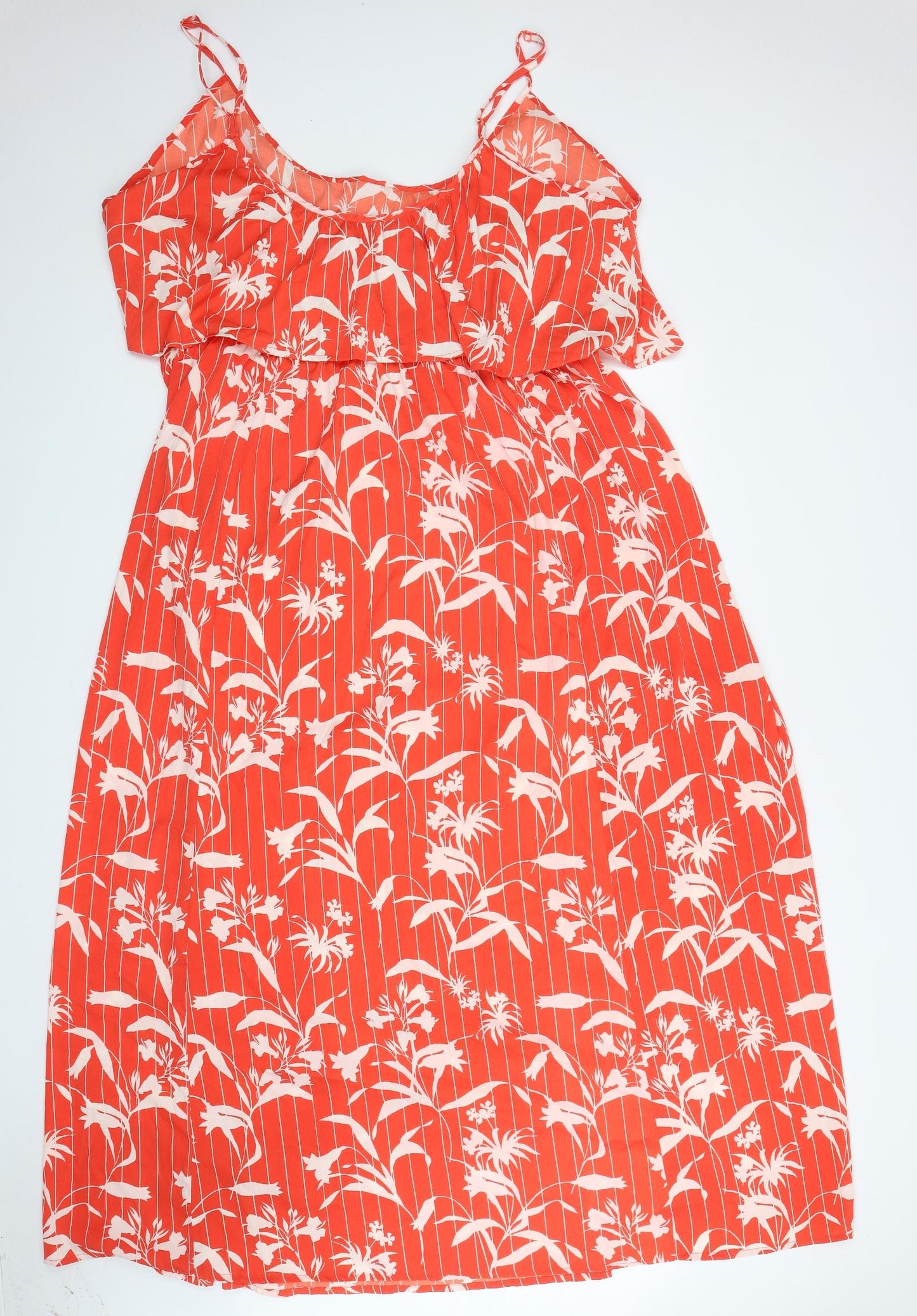 ASOS Womens Red Floral Polyester Tank Dress Size 24 Scoop Neck Pullover