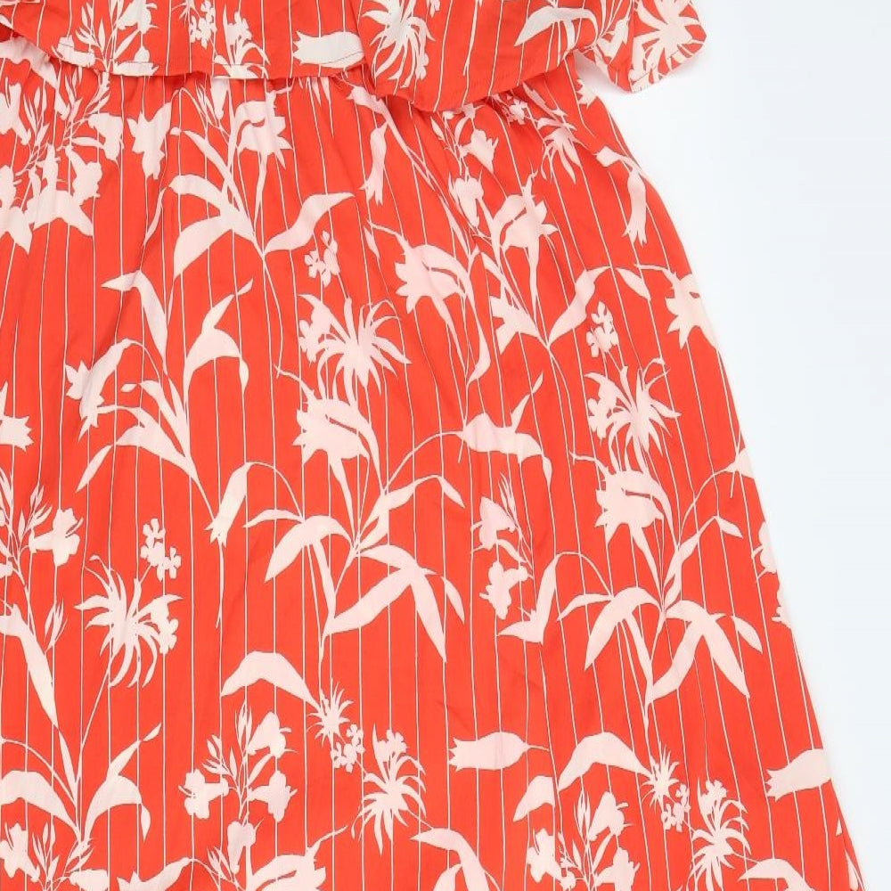 ASOS Womens Red Floral Polyester Tank Dress Size 24 Scoop Neck Pullover