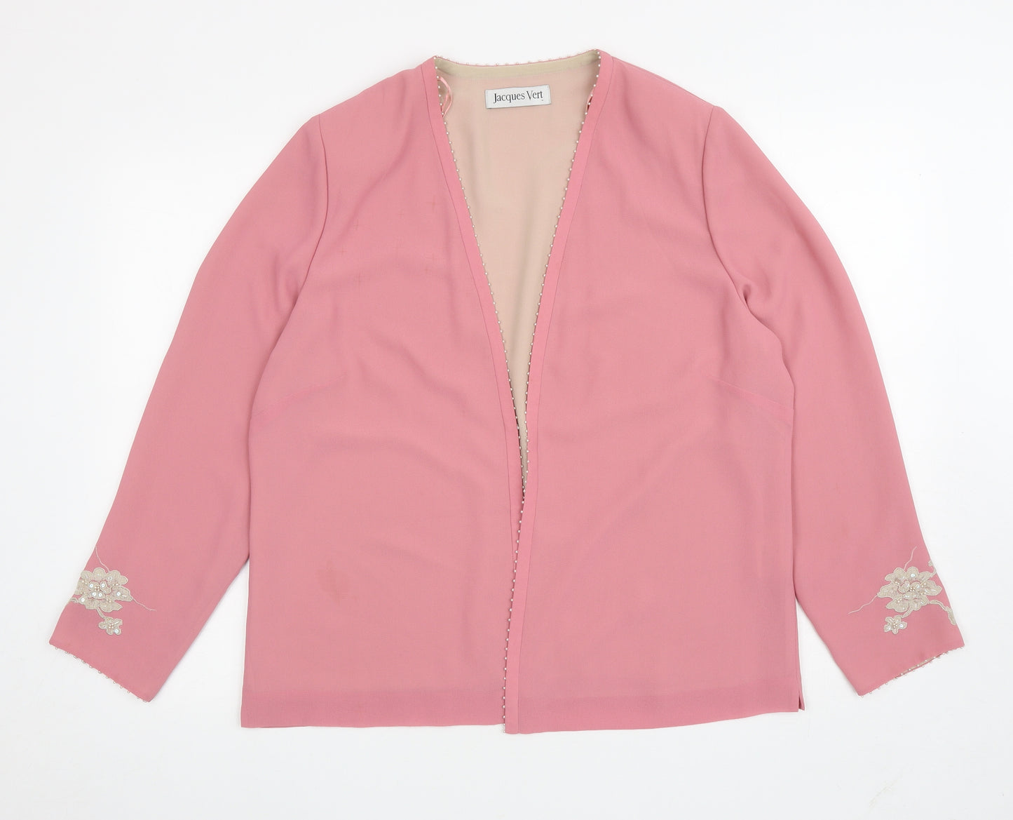 Jacques Vert Womens Pink Jacket Blazer Size 16 Hook & Eye - Flowers