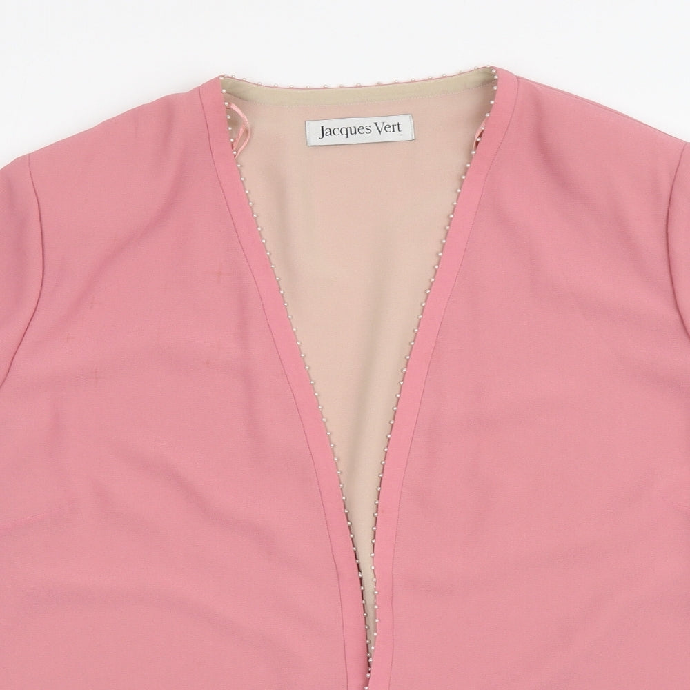 Jacques Vert Womens Pink Jacket Blazer Size 16 Hook & Eye - Flowers