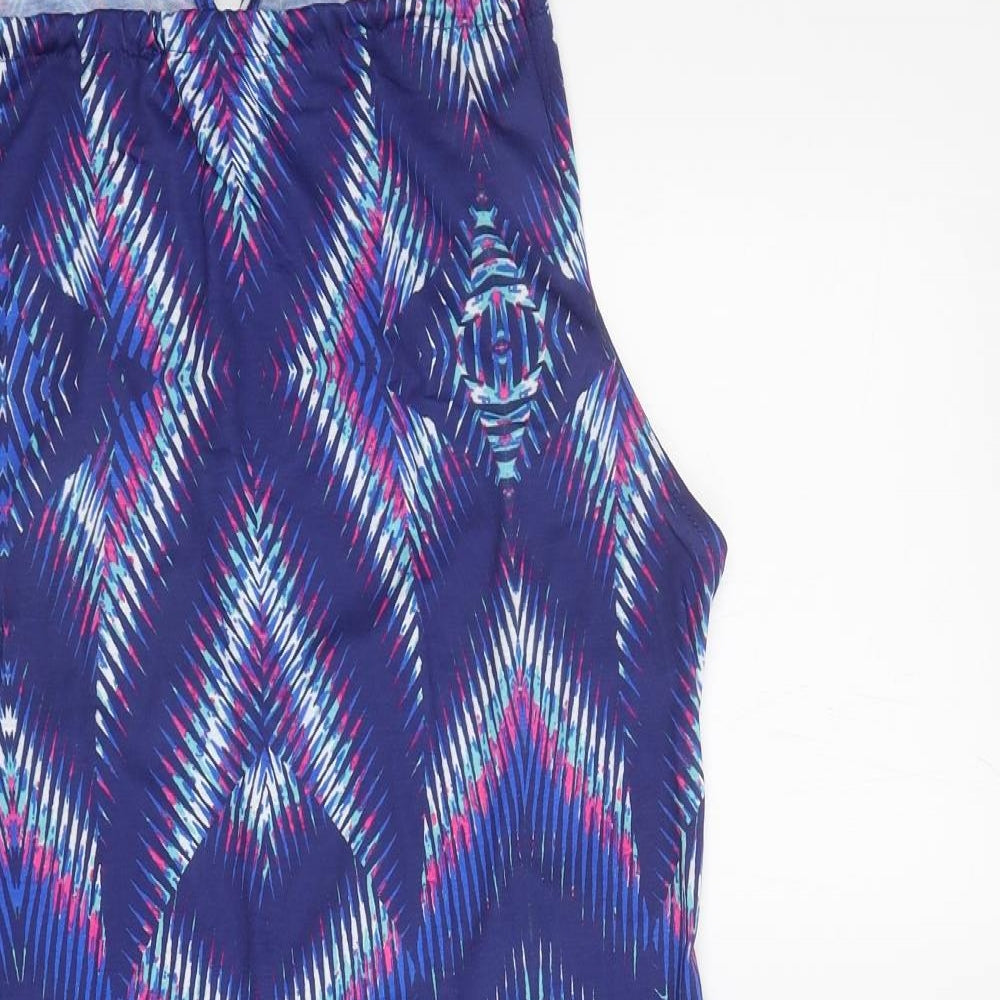 Kaleidoscope Womens Blue Geometric Polyester Skater Dress Size 14 Halter Tie