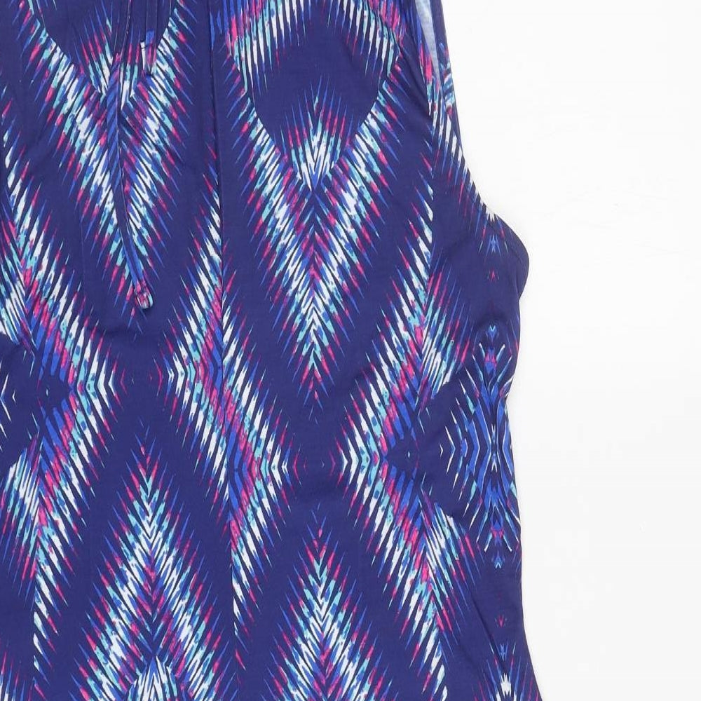 Kaleidoscope Womens Blue Geometric Polyester Skater Dress Size 14 Halter Tie