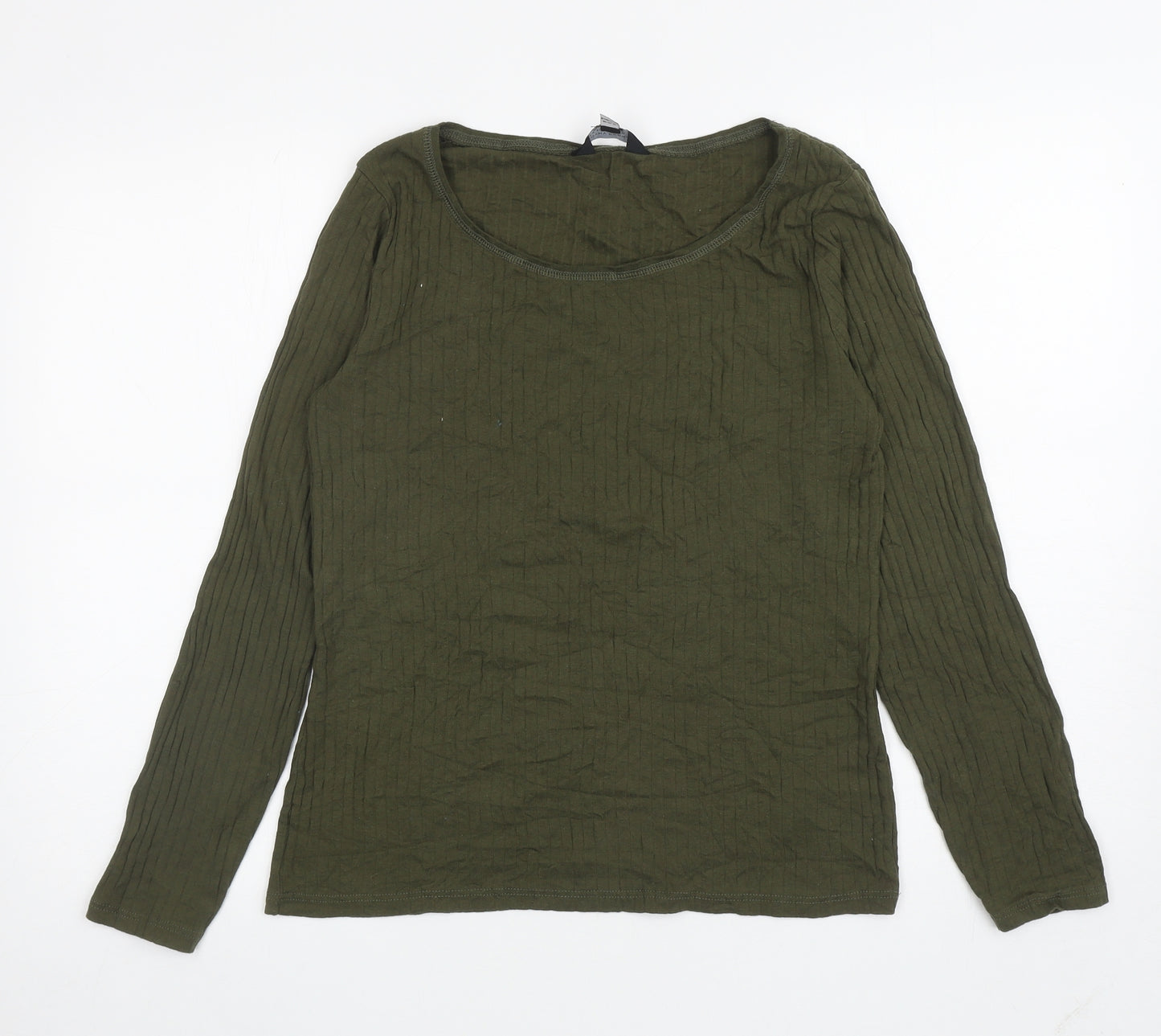 Dorothy Perkins Womens Green Cotton Basic T-Shirt Size 16 Scoop Neck