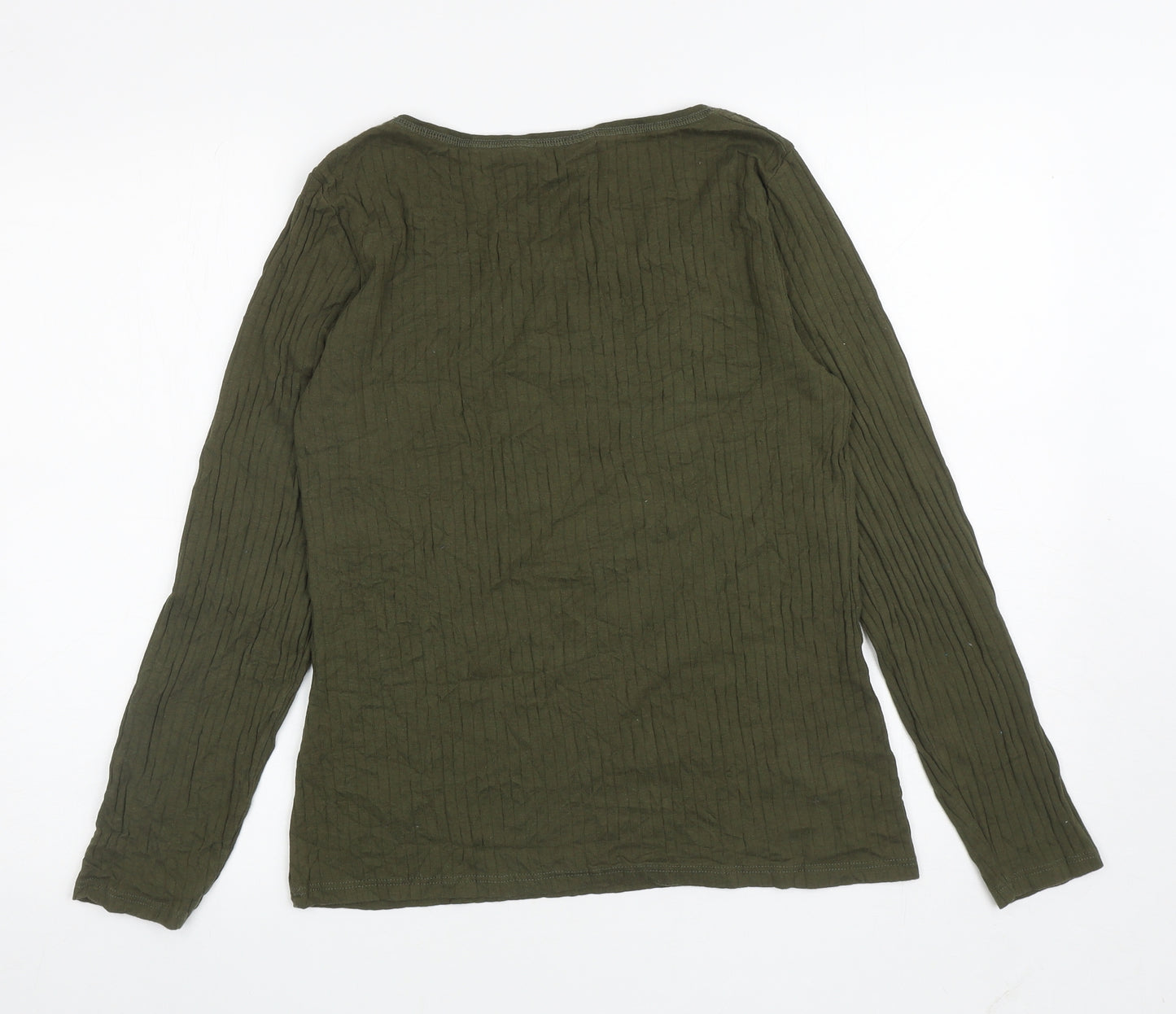 Dorothy Perkins Womens Green Cotton Basic T-Shirt Size 16 Scoop Neck