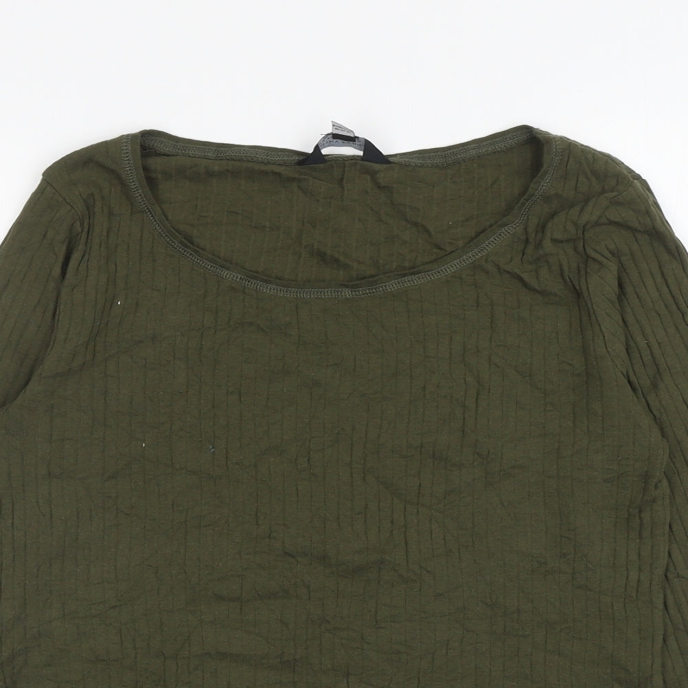 Dorothy Perkins Womens Green Cotton Basic T-Shirt Size 16 Scoop Neck