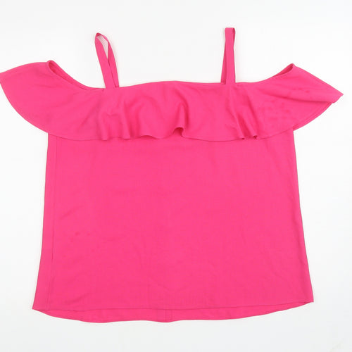 George Womens Pink Polyester Camisole Blouse Size 14 Boat Neck