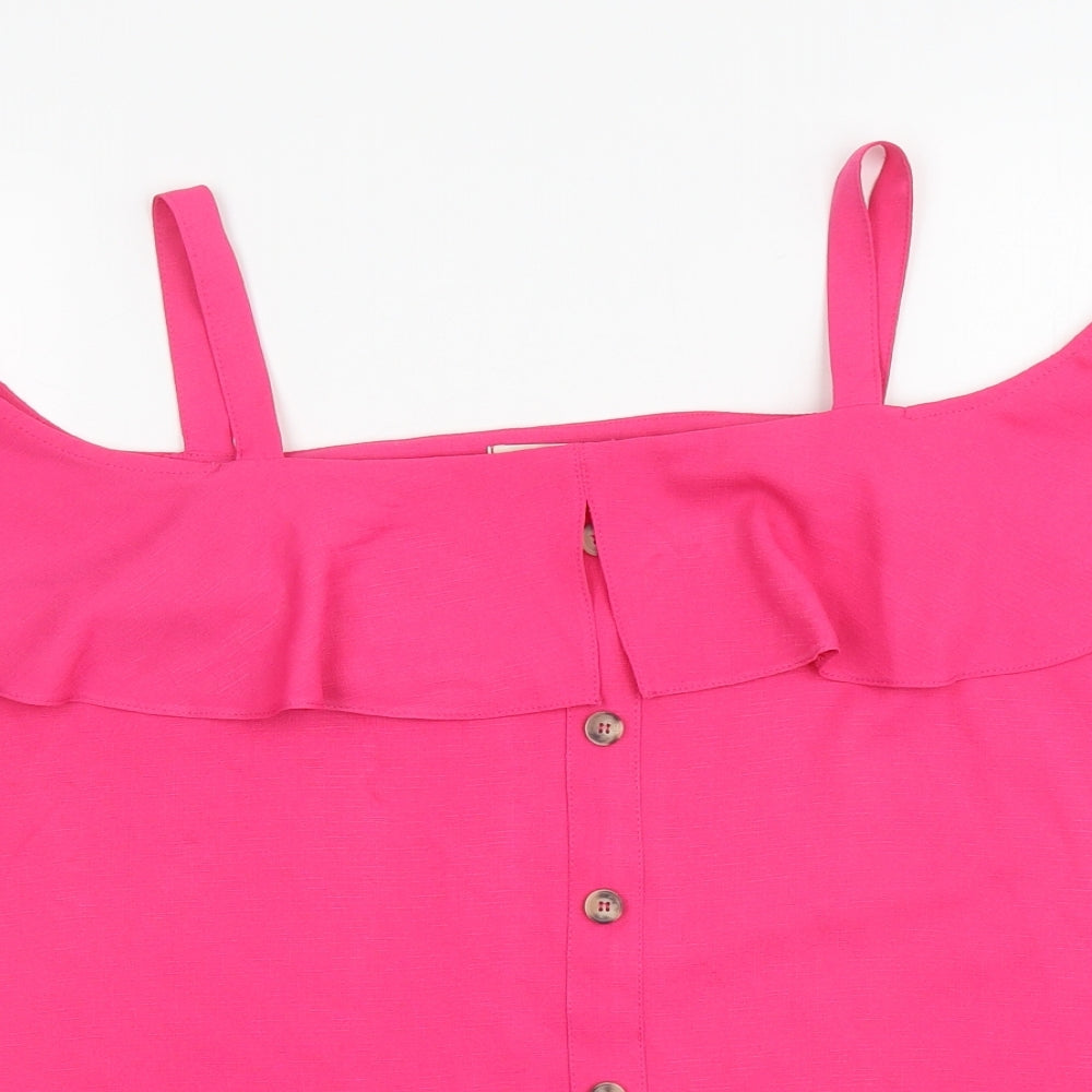 George Womens Pink Polyester Camisole Blouse Size 14 Boat Neck