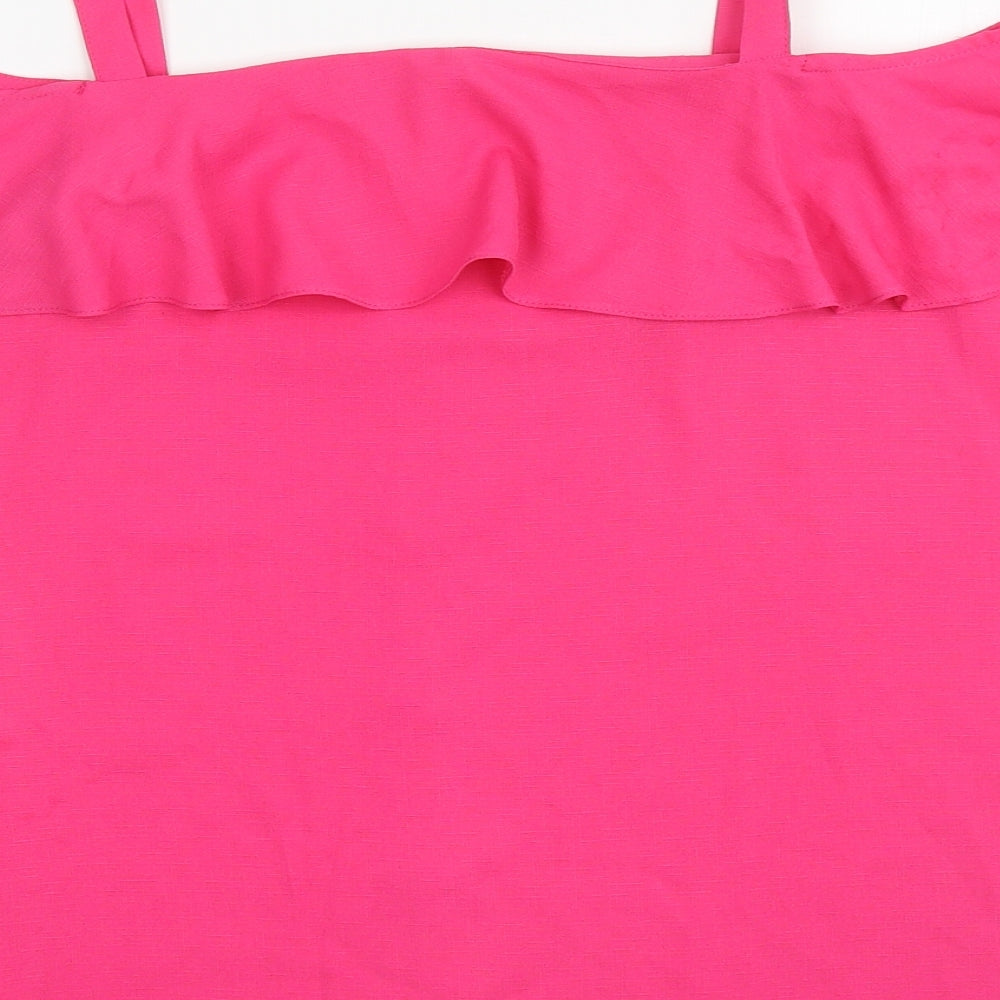 George Womens Pink Polyester Camisole Blouse Size 14 Boat Neck