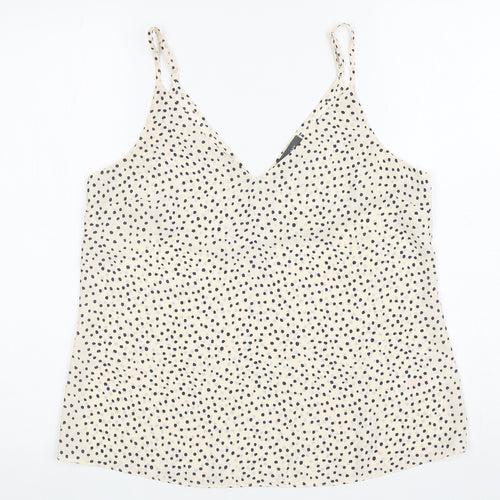 Primark Womens Ivory Polka Dot Polyester Camisole T-Shirt Size 10 V-Neck
