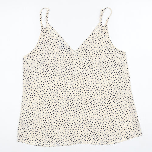 Primark Womens Ivory Polka Dot Polyester Camisole T-Shirt Size 10 V-Neck