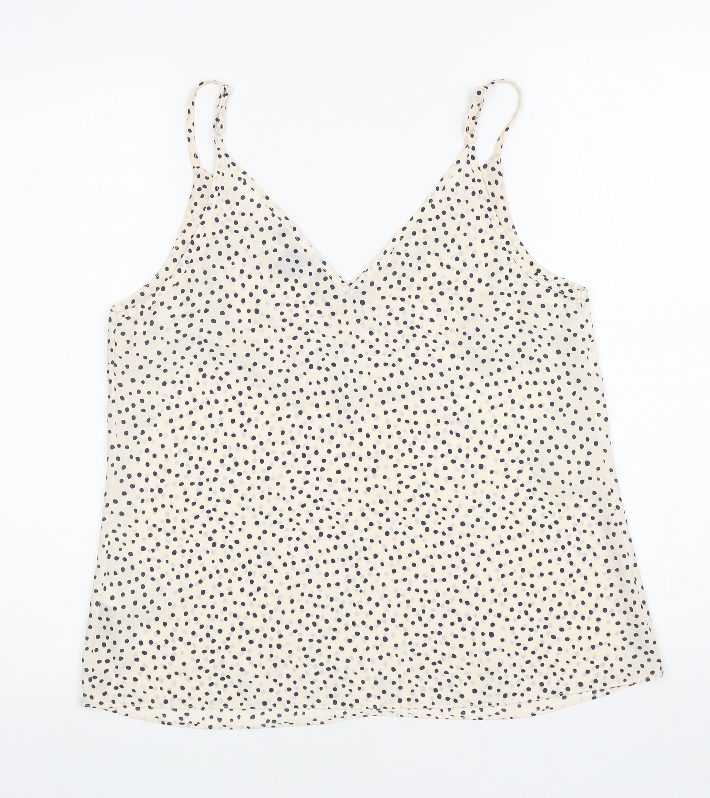Primark Womens Ivory Polka Dot Polyester Camisole T-Shirt Size 10 V-Neck