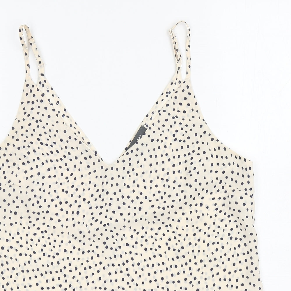 Primark Womens Ivory Polka Dot Polyester Camisole T-Shirt Size 10 V-Neck