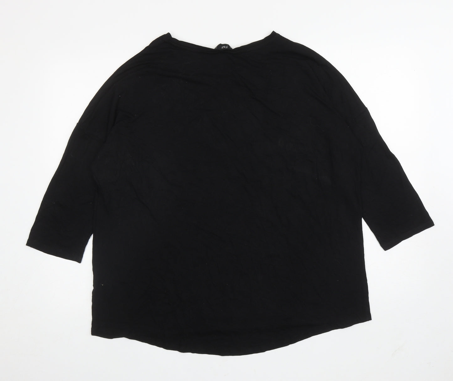 F&F Womens Black Viscose Basic T-Shirt Size 18 Boat Neck - Flower