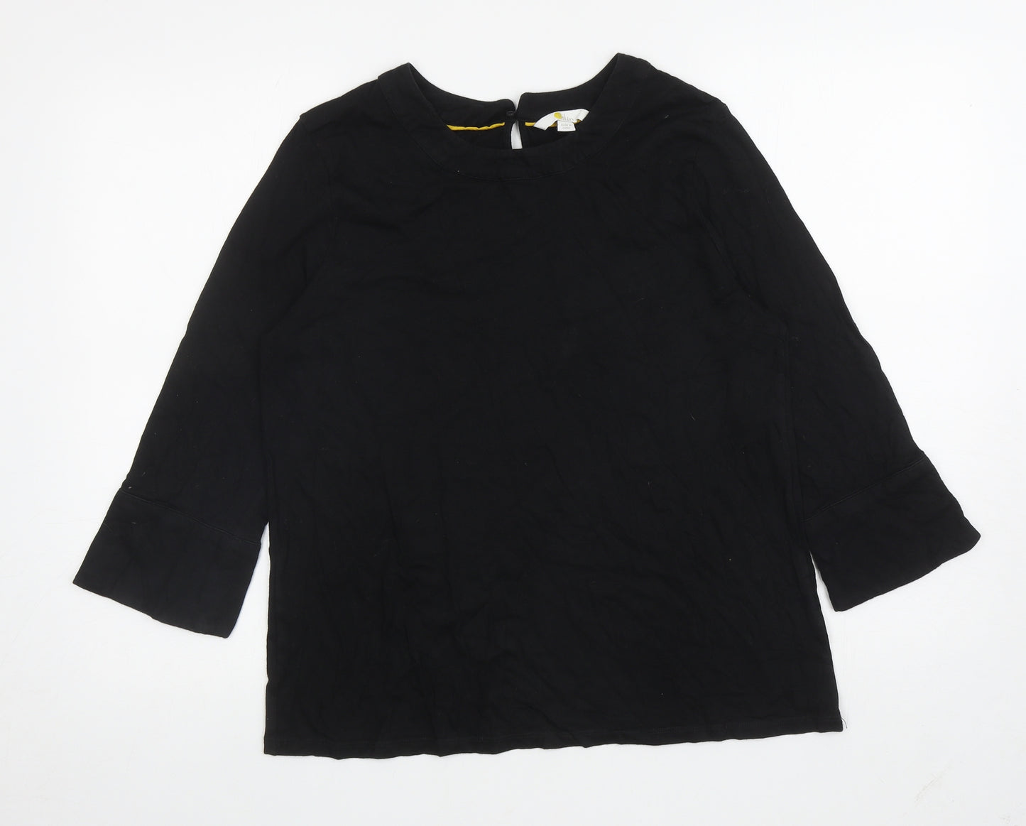 Boden Womens Black Modal Basic T-Shirt Size 16 Boat Neck