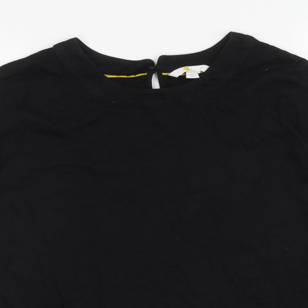 Boden Womens Black Modal Basic T-Shirt Size 16 Boat Neck