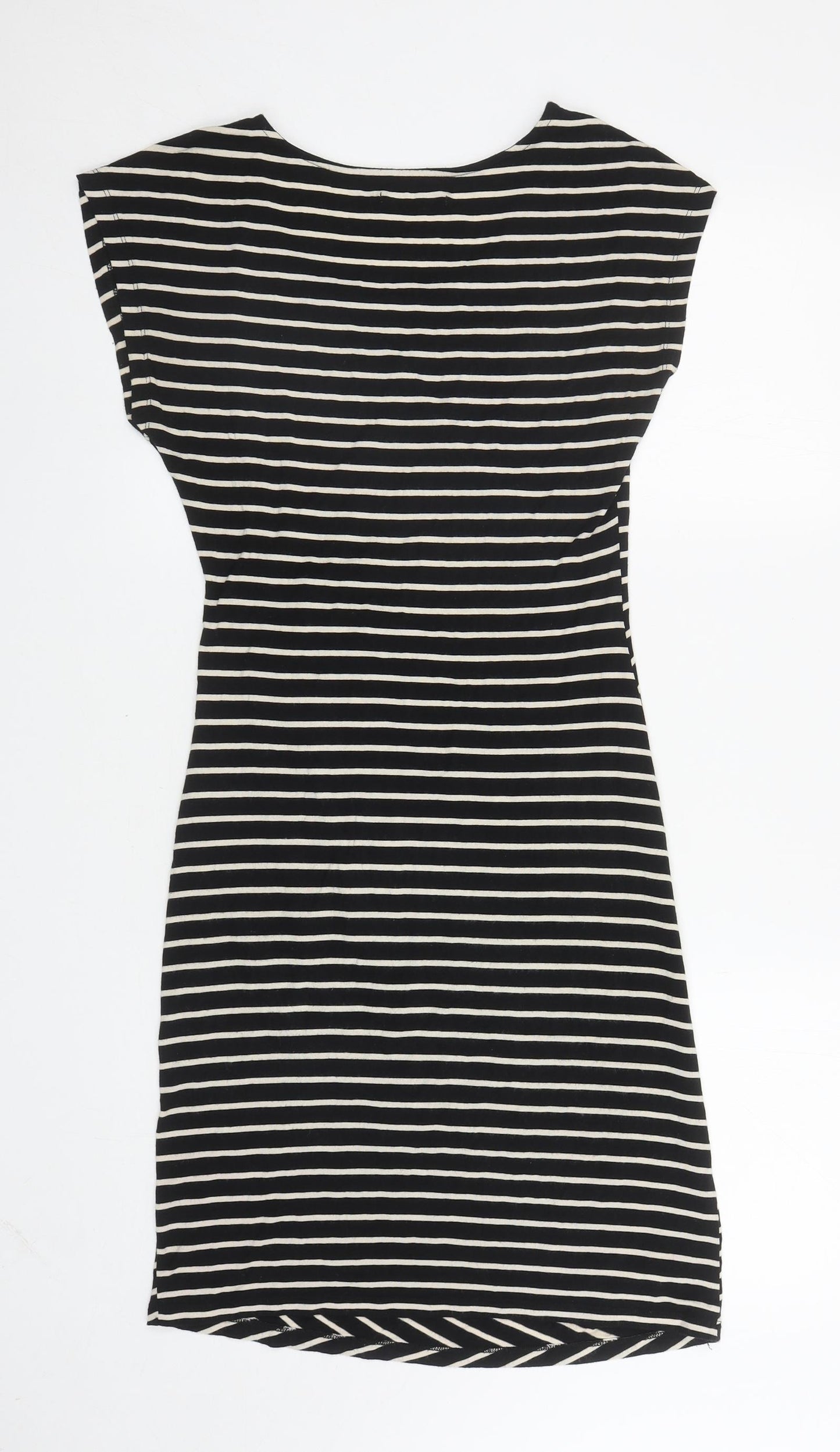 Soaked in Luxury Womens Black Striped Polyester Bodycon Size XS Scoop Neck Pullover