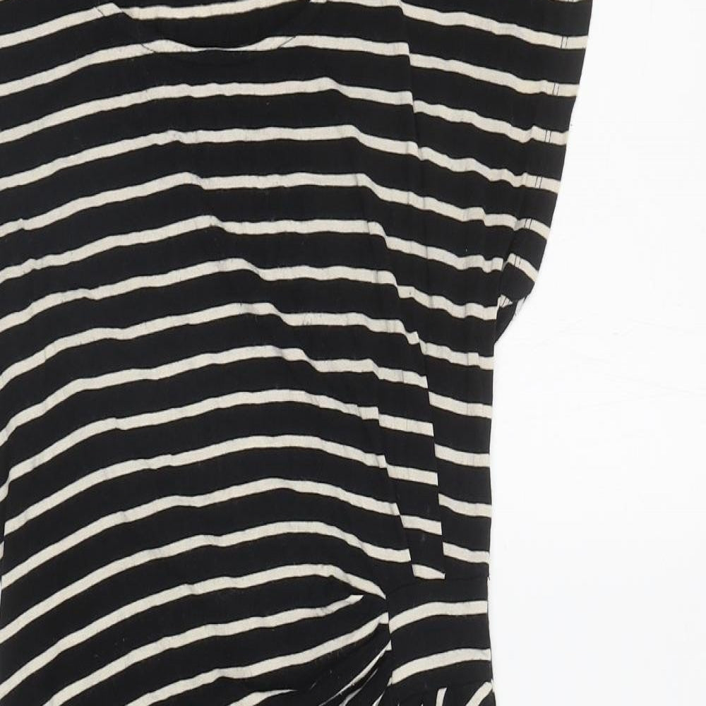 Soaked in Luxury Womens Black Striped Polyester Bodycon Size XS Scoop Neck Pullover