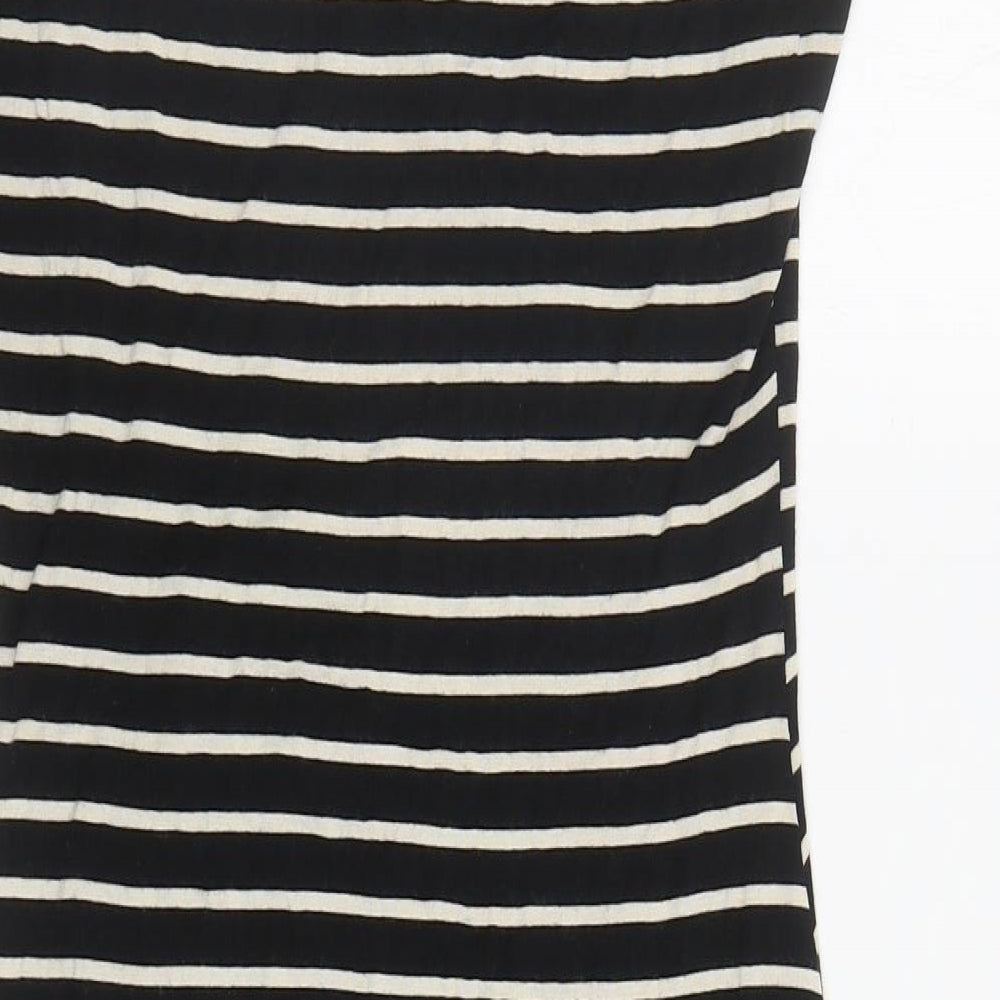 Soaked in Luxury Womens Black Striped Polyester Bodycon Size XS Scoop Neck Pullover