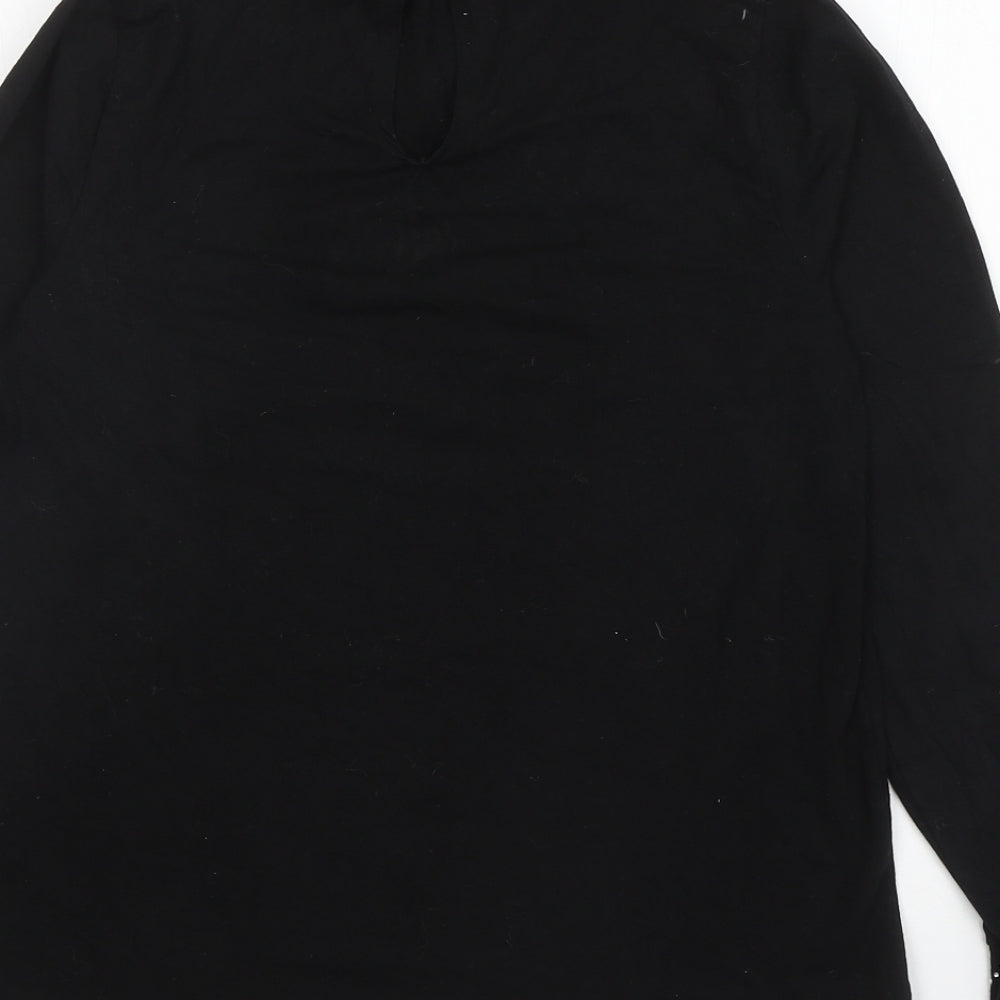 River Island Womens Black Cotton Basic T-Shirt Size 12 High Neck - Unique