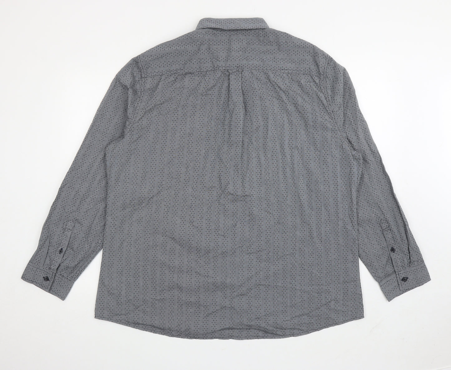 F&F Mens Grey Striped Cotton Button-Up Size 2XL Collared Button - Spotted