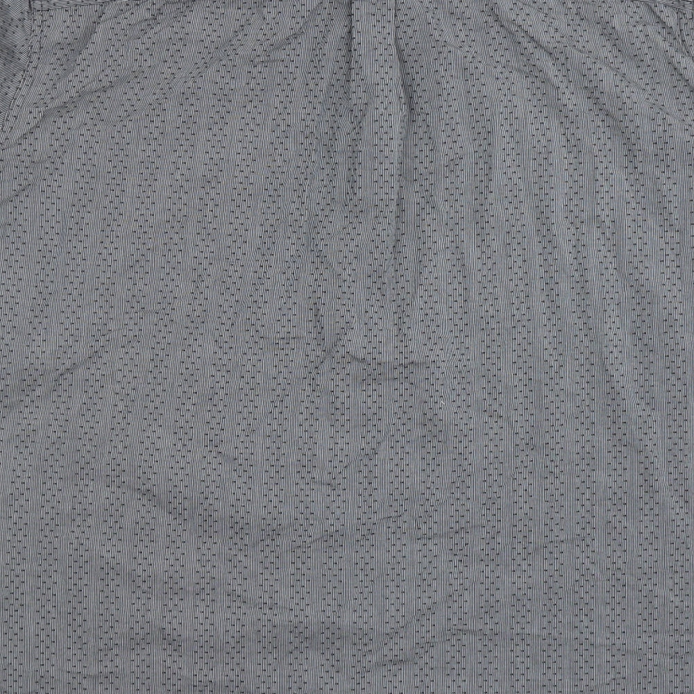 F&F Mens Grey Striped Cotton Button-Up Size 2XL Collared Button - Spotted
