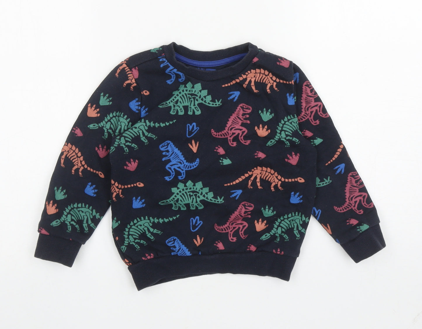 F&F Boys Black Geometric Cotton Pullover Sweatshirt Size 4-5 Years Pullover - Dinosaurs