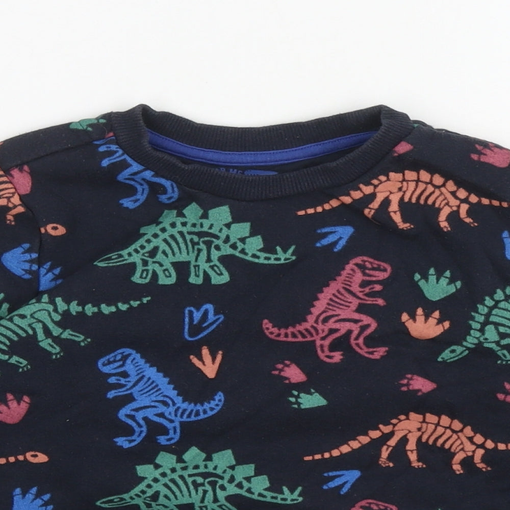 F&F Boys Black Geometric Cotton Pullover Sweatshirt Size 4-5 Years Pullover - Dinosaurs
