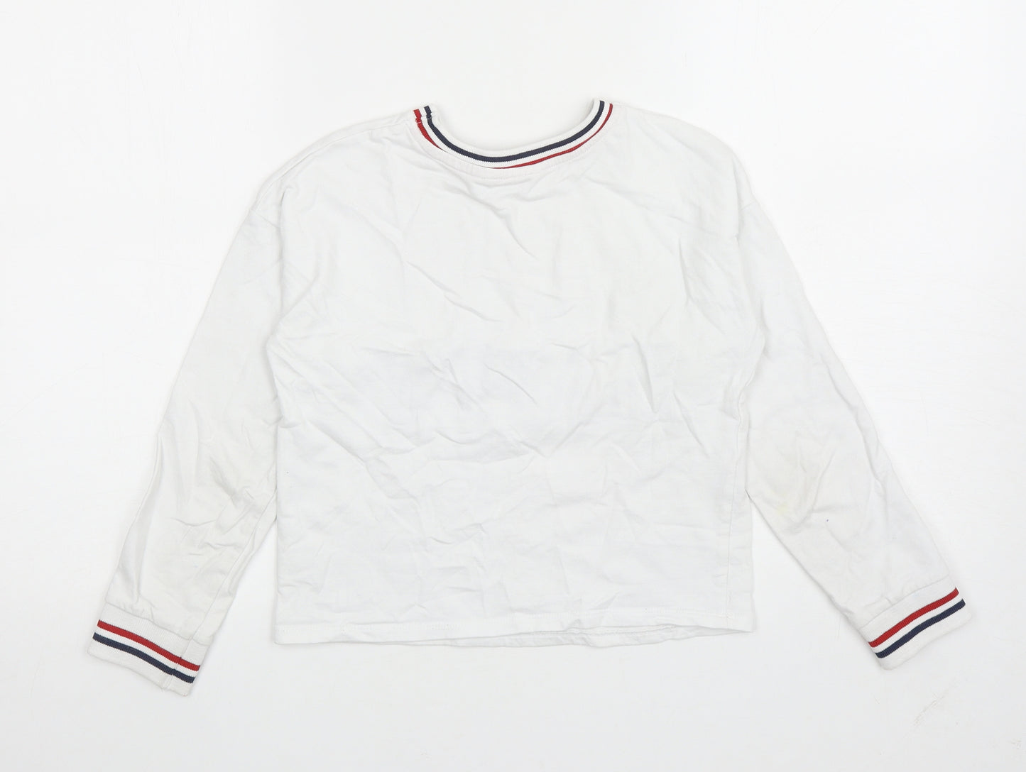 George Girls White Cotton Pullover Sweatshirt Size 9-10 Years Pullover - Happy