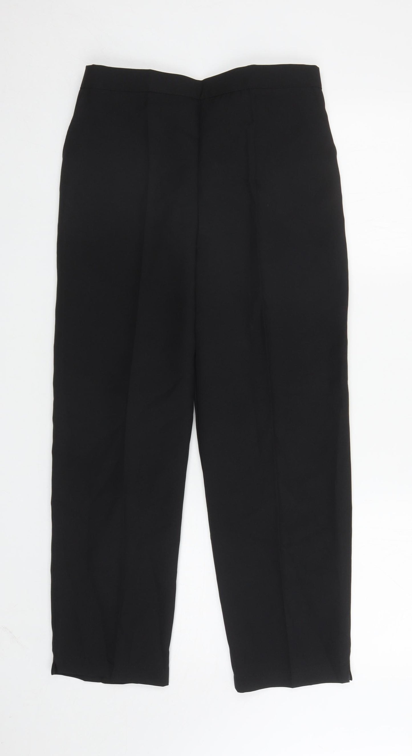 Preworn Womens Black Polyester Trousers Size 14 L25.5 in Regular