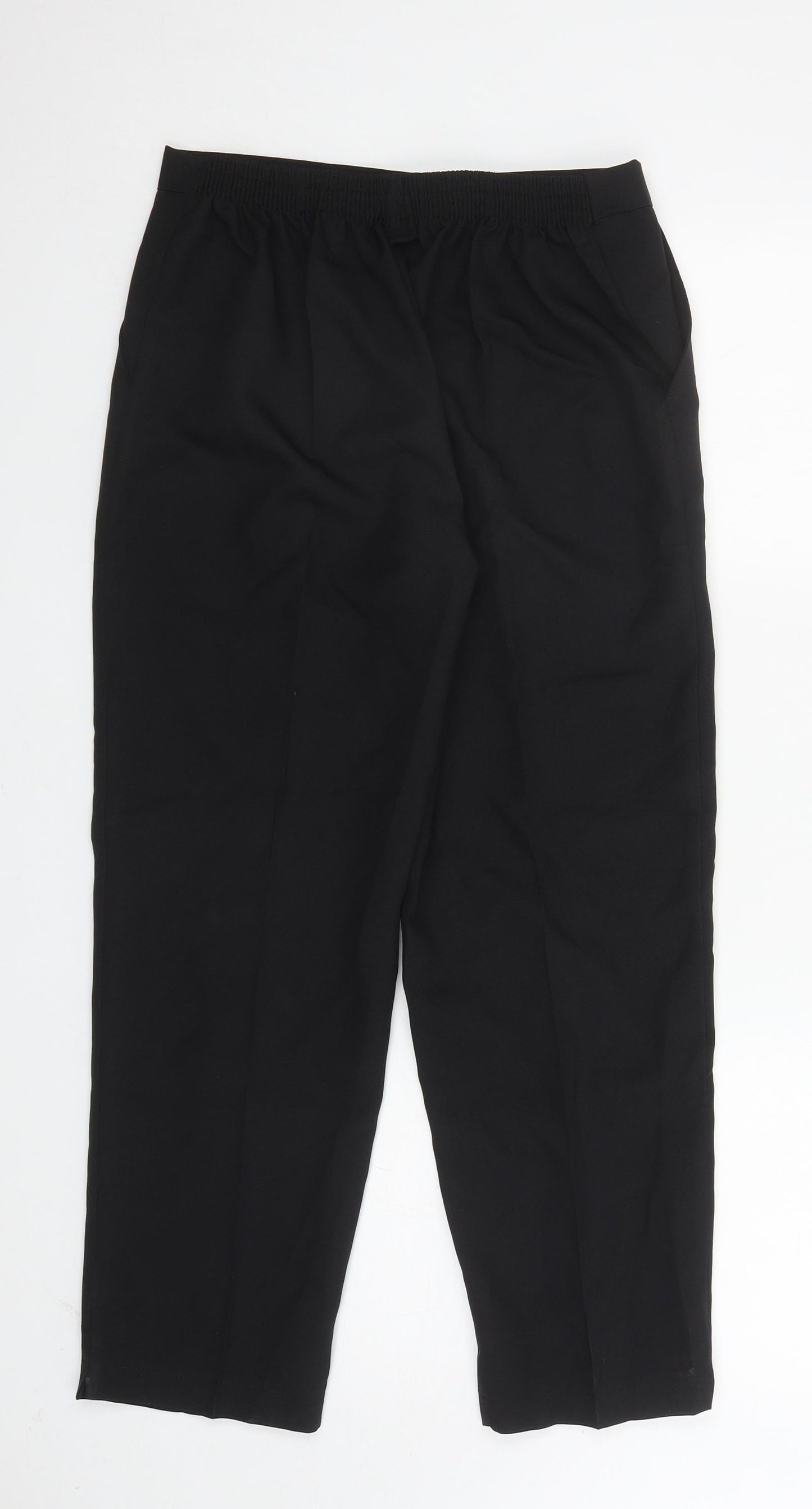 Preworn Womens Black Polyester Trousers Size 14 L25.5 in Regular