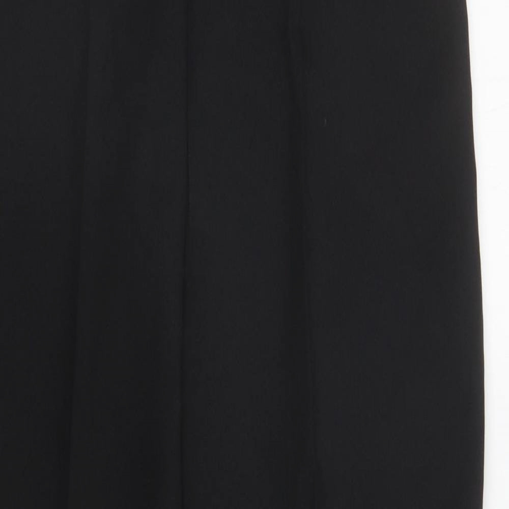 Preworn Womens Black Polyester Trousers Size 14 L25.5 in Regular