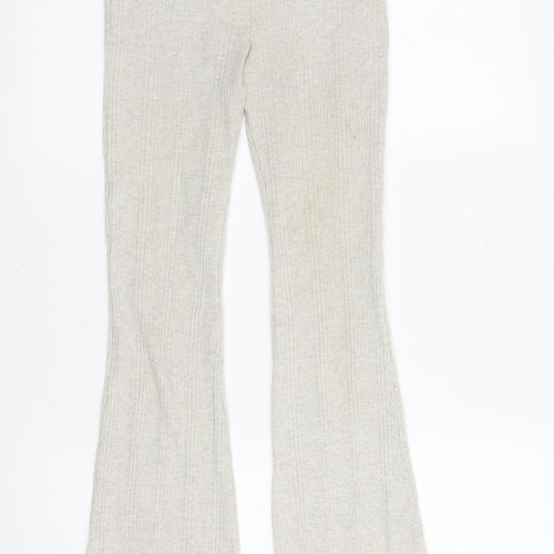 Pull & Bear Womens Beige Acrylic Sweatpants Trousers Size S L30.5 in Regular - Ribbed